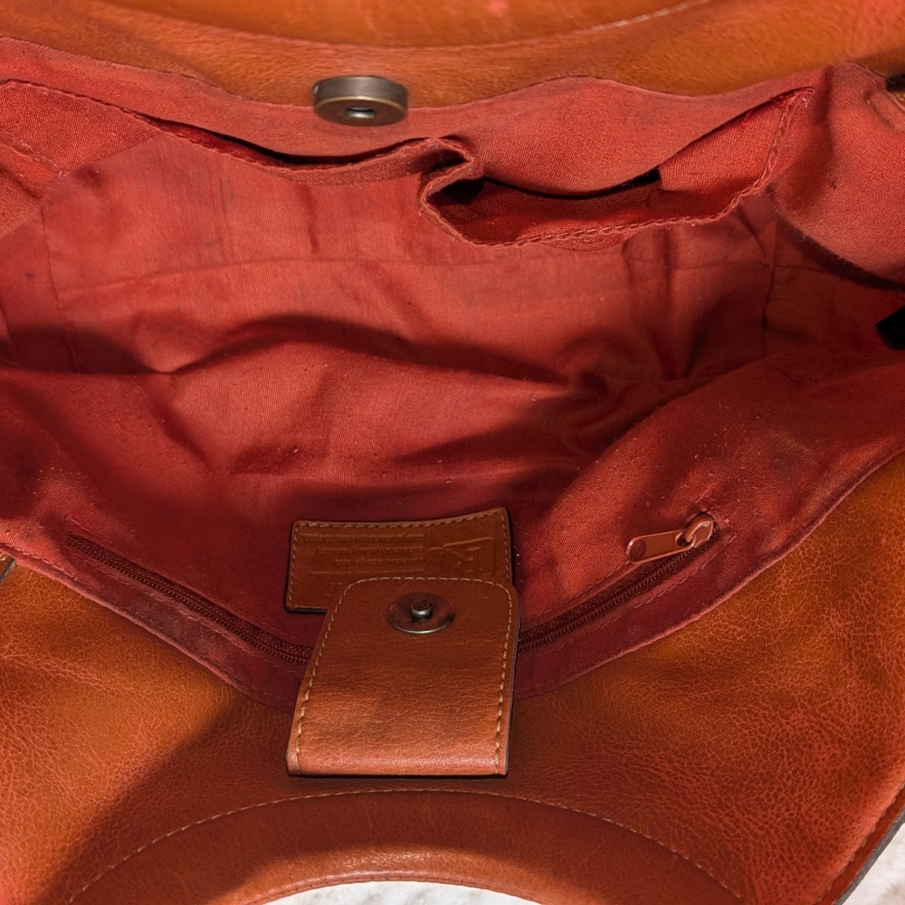 Vintage Relic Burnt Orange Leather Handbag Purse Tote - Picture 7 of 7